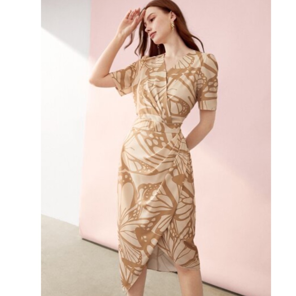 NWT MOTF Short Sleeve Faux Wrap Dress